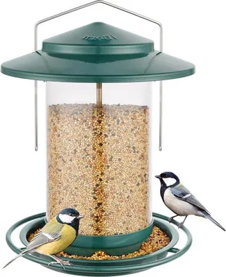 Productafbeelding van Famanu vogelhuis voor buiten - Ophanging voor wilde vogels - 18 cm dak en groen voerbakje