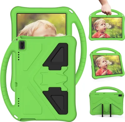 Produktbild von Kinder Hülle für Lenovo Tab E10 10.1" TB-X104F/ Tab 4 10 Plus (TB-X704F/N/L/V)/ Tab 4 10 (TB-X304F/N), Eva Leichte Stoßfeste Faltbarem Ständer, Kids Griff Schutzhülle Grün