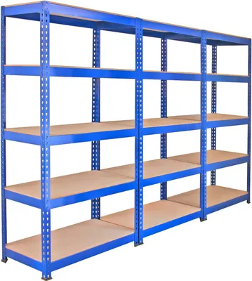 Produktbild von Monster Racking 3 Stück Q-Rax Regal Hochleistungsregal Schwerlastregal Lagerregal Garagenregal Stahlregal Industrieregal Werkstattregal Steckregal Metallregal 100% Schraubenlos 90cm in Blau