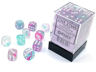 Zdjęcie produktu dla Zestaw kostek Chessex W6x36 Nebula Wisteria/Biały