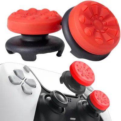 Immagine prodotto di 2 pezzi di impugnature per joystick, compatibili con controller PS4 e PS5 - colore rosso intenso