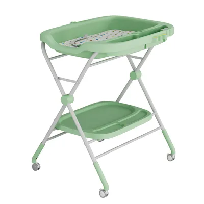 Produktbild von Baby Wickeltisch,lappbar Wickelkommode mit Höhenverstellung,Stilltisch mit Badewanne und Kleiderständer,Abschließbaren Rädern Sicherheitsgurt