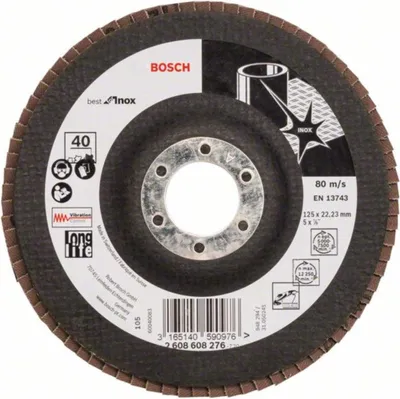Produktbild von Bosch Fächerschleifscheibe X581 Inox, gerade, 125 mm, 40, Glasgewebe 2608608276