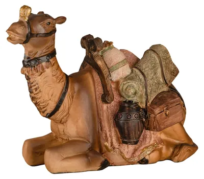 Krippenfigur Kamel sitzend, 9 cm, handbemalt, Kunstharz, orientalisch