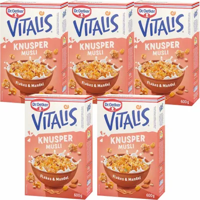 Obrázek produktu pro Dr. Oetker Vitalis Křupavé müsli s mandlemiPolyuretan(balení 5x600 g)