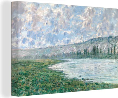 Produktbild von OneMillionCanvasses® - Leinwandbilder - 140x90 cm, Seine bei Vetheuil - Gemälde von Claude Monet, Wandbilder Kunstdruck Wanddekoration - Foto auf Leinwand - Gemälde auf Holzrahmen