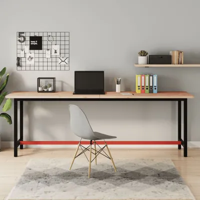 Produktbild von vidaXL Pracovný stôl 220x55x81,5 cm masívne drevo buk a kov