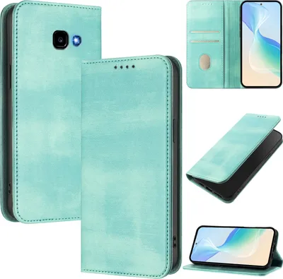 Image de Étui pour Samsung Galaxy A5 2017, étui en cuir vintage avec protection RFID, fentes pour cartes, support Turquoise
