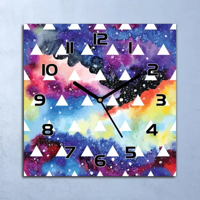 Produktbild von Wanduhr Echt-Glas-Küchenuhr Galaxie Bunte Quarz Lautlos 30x30 Deko Bilder