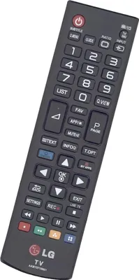 A black LG TV remote control is shown against a white background.
