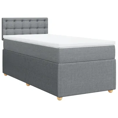 Produktbild von Boxspringbett mit Matratze Hellgrau 90x190 cm Stoff