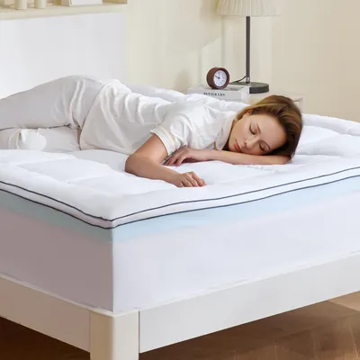 Produktbild von VEVOR Matratzenbezug, Queen-Size-Größe, Matratzenschoner, 76,2 mm dick, Memory-Schaum, Faserfüllung, abnehmbar und waschbar, druckentlastend, kühl und atmungsaktiv