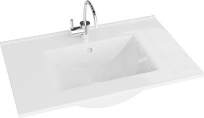 Produktbild von LAVITA Möbelwaschtisch Floryda 600 | Möbelwaschbecken | Waschbecken mit Überlauf und Hahnloch | Aus hochwertigem Porzellan | Waschtisch | 61x40,5x18 cm | Weiß Glanz