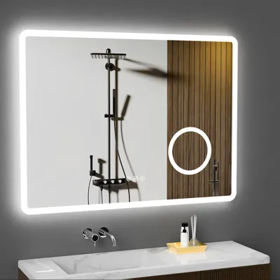 Produktbild von GIMBELEN Spiegel mit Beleuchtung, 3-Fach Vergrößerung, 3 Lichtfarben,Dimmbar, Antibeschlag, Rasiersteckdose, Speicherfunktion, 80 x 60 cm