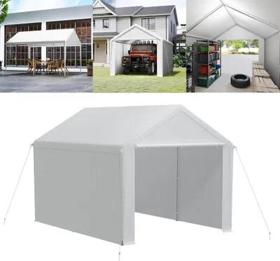 Obrázek produktu pro XINZI garážový stan Carport stanová garáž odolná proti zimě, hliníková, odolná proti UV záření a slunci, pro SUV, lodě, nákladní automobily, skladovací stany, venkovní akce, 3x4 m, bílá