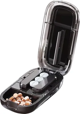 Produktbild von Präzisions-Tablettenteiler mit Sicherheitsbügel, kompaktes, tragbares Design, leicht zu reinigende, abnehmbare Aufbewahrungsbox, Tabletten-Organizer