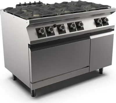 Obrázek produktu pro Plynový sporák Mareno M1-900 se 6 hořáky a plynovou troubou GN 2/1, 120 cm