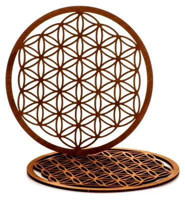 Produktbild von Blume des Lebens aus Holz im 2er Set (Ø 17 cm) - Wanddeko und Wandschmuck
