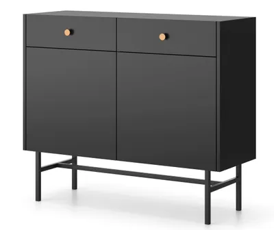 Image de AX LIVING Commode moderne Dinley 104 cm Noir mat avec portes & tiroirs