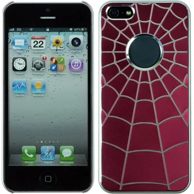 Produktbild von PhoneNatic Case kompatibel mit Apple iPhone 5 / 5s / SE - Hülle pink Spiderweb Hard-case + 2 Schutzfolien