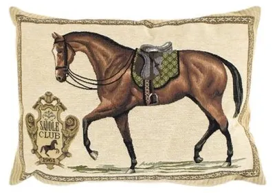 Immagine prodotto di Cuscino a forma di cavallo, marca Mars & More, motivo "gobelin", colore verde, dimensioni 30x45 cm