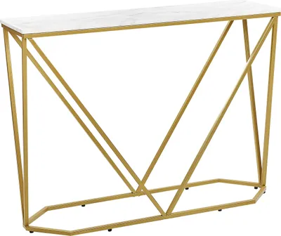 Produktbild von BELIANI Konsolentisch Marmoroptik Weiß / Gold Modern Elegant Edel Glamour Design für Wohnzimmer Schlafzimmer Flur