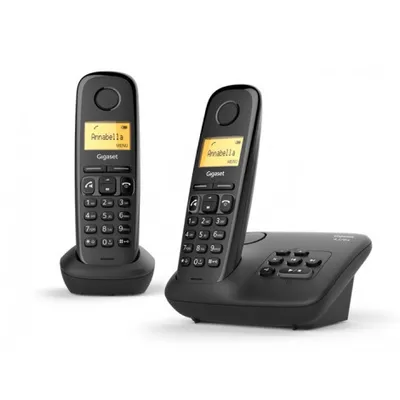 Produktbild von Gigaset A 270 A DUO, Analoges/DECT-Telefon, Kabelgebundenes Mobilteil, Freisprecheinrichtung, 80 Eintragungen, Anrufer-Identifikation, Schwarz