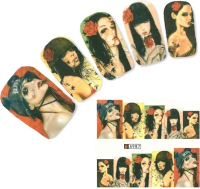 Produktbild von Tattoo Nail Art Aufkleber Modell Glamour Teenager Rose Nagel Sticker