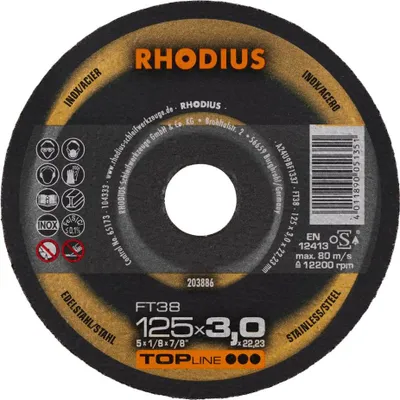 Zdjęcie produktu dla RHODIUS Ręczna tarcza tnąca FT 38 125 x 3,0 x 22,23 TOPline 203886