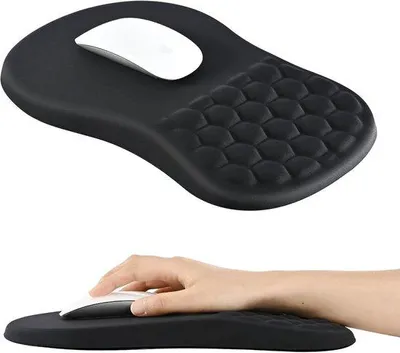 Zdjęcie produktu dla Ergonomiczna podkładka pod klawiaturę komputerową z funkcją masażu, wygodna, z pianki z pamięcią kształtu, na silikonowej podstawie, 30 x 20 cm, czarna
