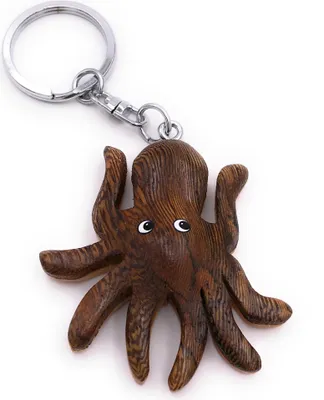 Image de Onwomania Porte-clés en bois Poulpe Mollusque Sous-marin Mer Pieuvre Pendentif Charm