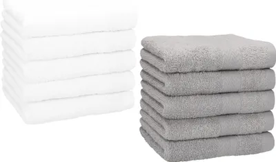 Produktbild von Betz 10 Stück Seiftücher 30x30 cm PREMIUM 100% Baumwolle  Farbe: weiß und silbergrau