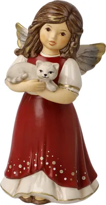 Produktbild von Goebel Engel Kuschelzeit, Dekofigur, Weihnachten, Steingut, Bordeaux, 14 cm, 41671291