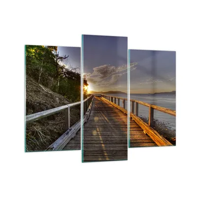 Produktbild von Bilder auf glas - Fußgängerbrücke Himmel Wasser - 130x100cm - Glasbilder - Wandbilder - Kunstdruck - zum Aufhängen bereit - Wanddekoration aus Glas - Glas Bilder - Wandbild auf Glas - GCB130x100-0125