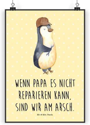 Produktbild von Mr. & Mrs. Panda Bild Wenn Papa es nicht reparieren kann, sind wir am Arsch DIN A5 - Gelb Pastell - Geschenk, Vatertag, drucke, Wandbild, kunstdruck poster, Plakat, Vater