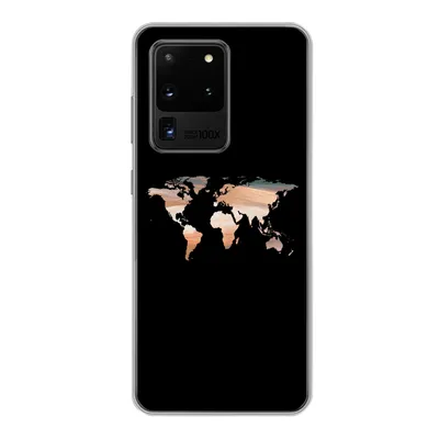 Produktbild von MuchoWow® Handyhülle Schutzhülle Hülle für Samsung Galaxy S20 Ultra Weltkarte - Farbe - Schwarz Silikon Softcase Handy Hülle - Karteninhaber