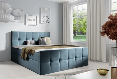 Produktbild von Boxspringbett Schlafzimmerbett CARMEN LUX 180x200cm Stoff Inari Türkis
