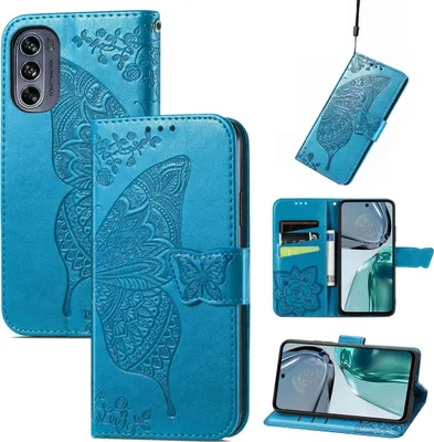 Produktbild von König Design Hülle kompatibel mit Motorola Moto G62 Kunstleder Handyhülle - Handy Case Blau