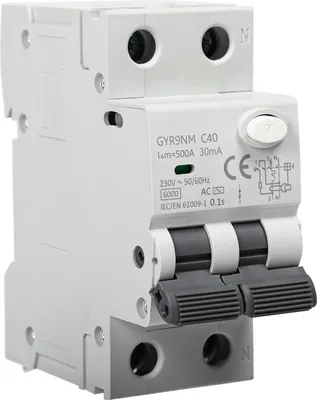 Produktbild von GYR9NM RCBO 6kA Leitungsschutzschalter mit Fehlerstromschutz, 1P+N, 40A, 30mA – Schutz vor Überlast, Kurzschluss und Erdschluss