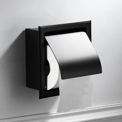 Produktbild von Mattschwarzer Toilettenpapierhalter aus Edelstahl zur Wandmontage für Badezimmer