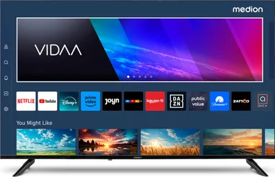 Produktbild von MEDION 108 cm (43 Zoll) Ultra HD Fernseher (Smart-TV, HDR10, VIDAA Store, Prime Video, Disney+, DAZN, Paramount+, HbbTV, PVR, Bluetooth, MD 843200)