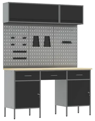 Productafbeelding van vidaXL Werkbankset met lades en plank, 8 stuks, zwart