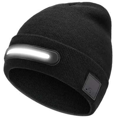 Produktbild von Mütze mit LED Licht, wiederaufladbare USB Stirnlampenmütze, Winter-Strickmütze mit LED-Beanie-Licht für Herren und Damen