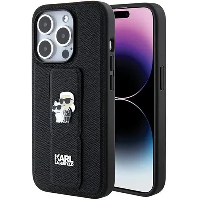 A black iPhone case with a Karl Lagerfeld design is shown.