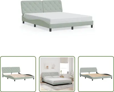 Produktbild von The Living Store Bettgestell mit Kopfteil Hellgrau 160x200 cm Samt