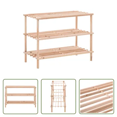 Immagine prodotto di The Living Store Scarpiera a 3 ripiani in legno massiccio di abete