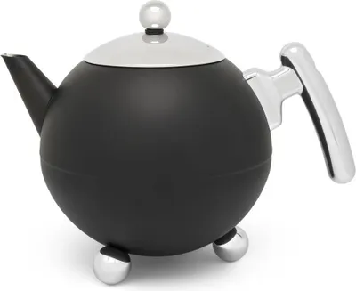 Produktbild von Bredemeijer Teekanne Duet® Bella Ronde 1,2 L schwarz matt, Beschläge chromfarben
