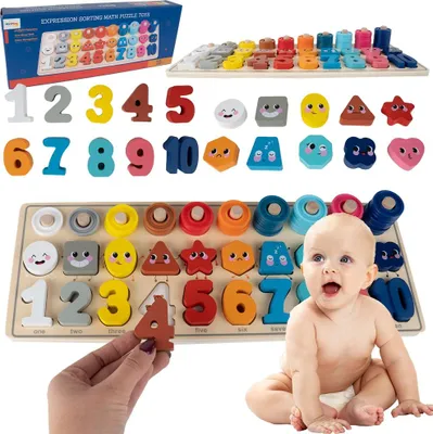 Zdjęcie produktu dla Układanka drewniana montessori nauka liczenia 4w1