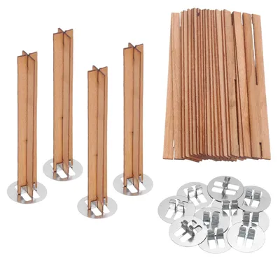 Holzdochte für Kerzen, 20 Stück, 12,5 x 100 mm, mit Metallbasis