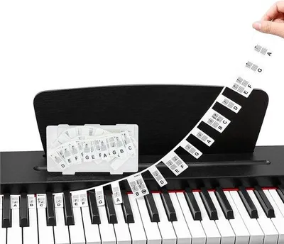 Productafbeelding van Siliconen pianotoetsstickers, set met muzieknoten voor piano, 88 toetsen, kindvriendelijk, volledig formaat